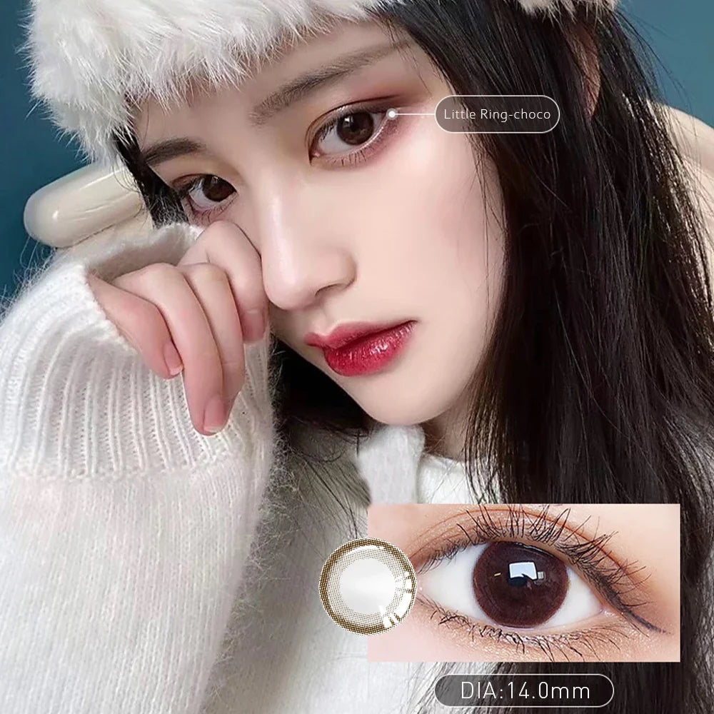 aichashi 1 Pair 2pcs 2 Tone Series Lenses Contact Lenses for Eyes Natural Pupil Yearly Use Eye Contacts Eye Color Lens (DIA:14mm)