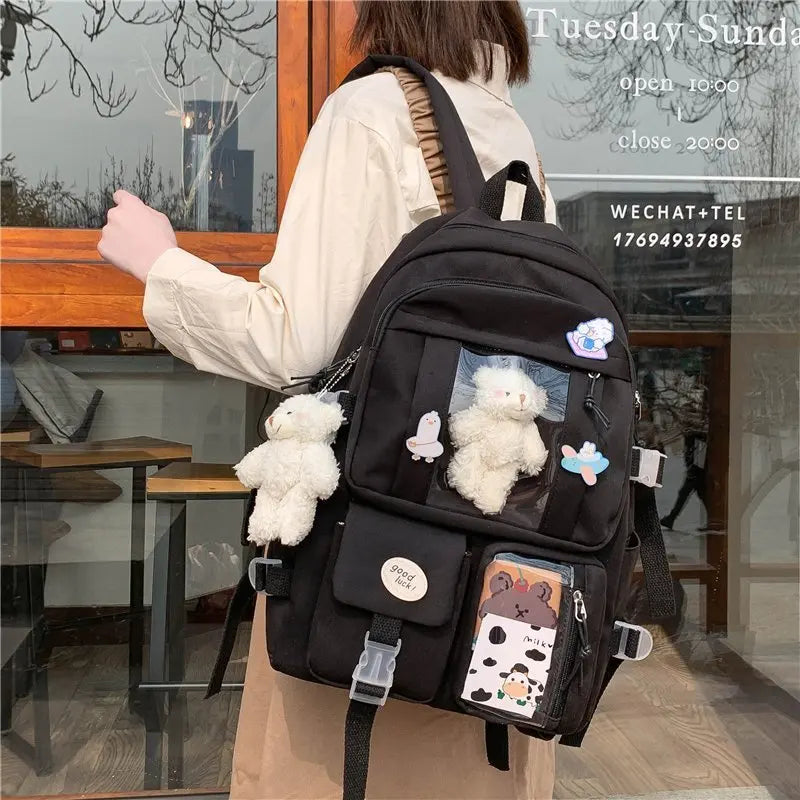 Aichashi Japanese High School Girls Backpack School Bags For Teenage Girls Multi Pockets New Kawaii Backpack Women Harajuku Cute Mochila