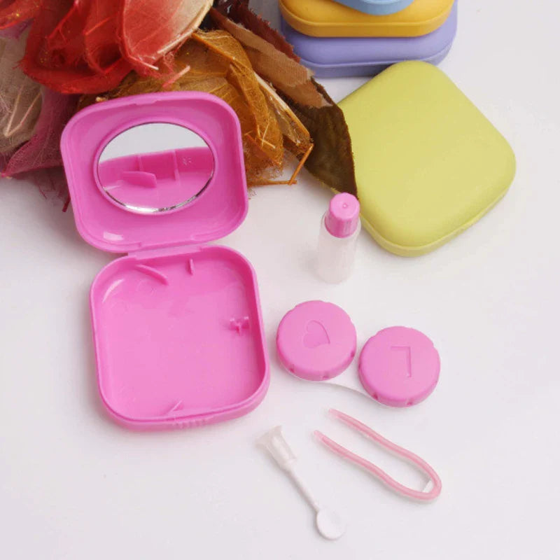 Aichashi Lovely Pocket Mini Contact Lens Case Travel Kit Easy Carry Mirror Lenses Box Container