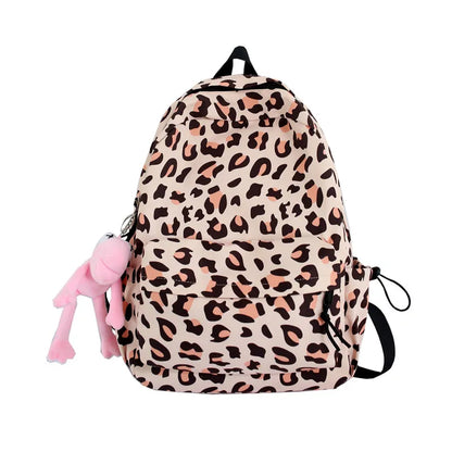 Aichashi Large Capacity Waterproof Fashion Nylon Women Backpack Female Leopard Print Travel Computer Bag College Girls School Bag