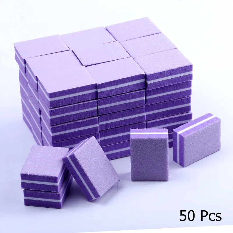 10/25/50pcs lot Double-sided Mini Nail File Blocks Colorful Sponge Nail Polish Sanding Buffer Strips Polishing Manicure Tools