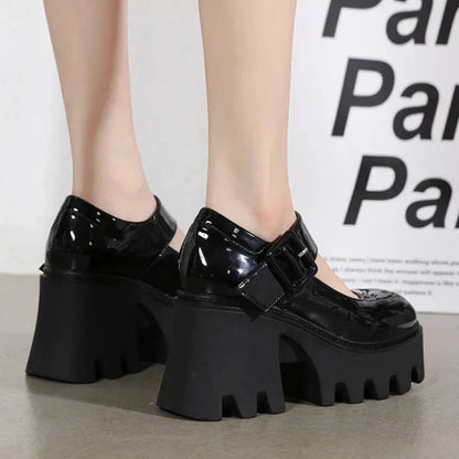 Aichashi High Quality Rubber Sole Japanese Style Platform Lolita Shoes Women Patent Leather Vintage Soft Sister Girls Shoes School