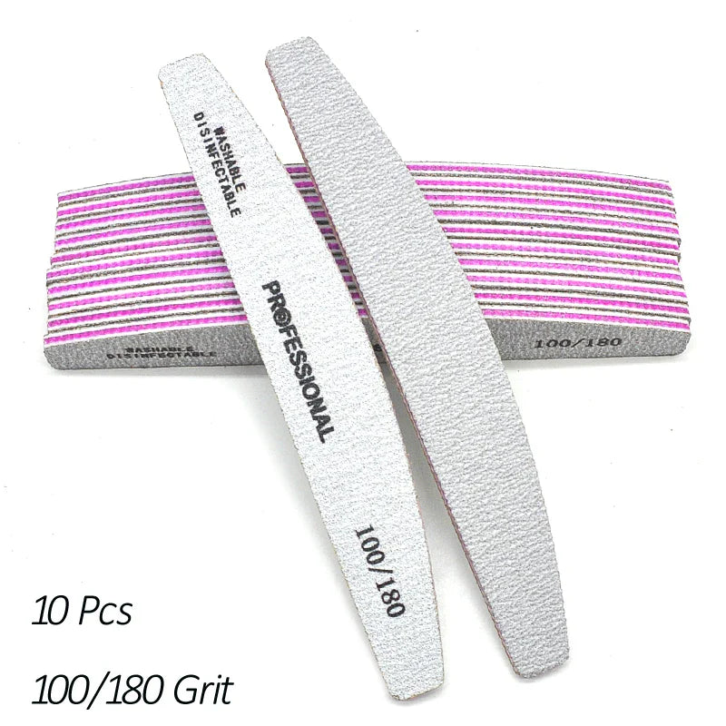 Aichashi 5/10 Pcs/Lot Professional Nail Files For Manicure 80 100 180 Grey Boat Nail Polish File Emery Board Strong Sandpaper Nails File