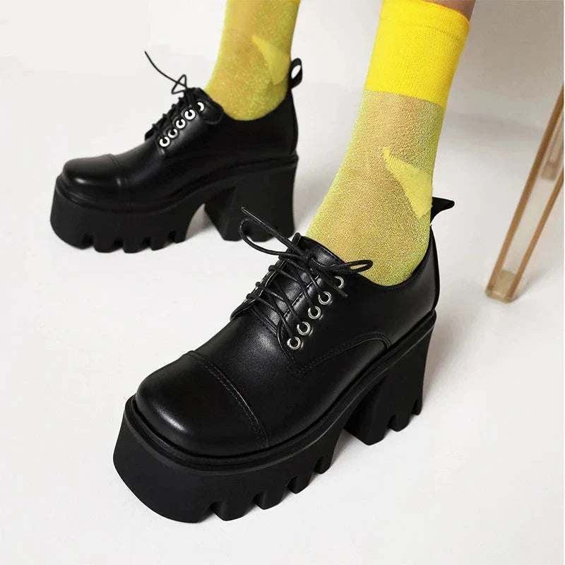 Aichashi New Fashion Silver Platform Shoes Harajuku Japanese School Shoes Women Chunky Heel Light Comfortable Gothicgirl Lace Up