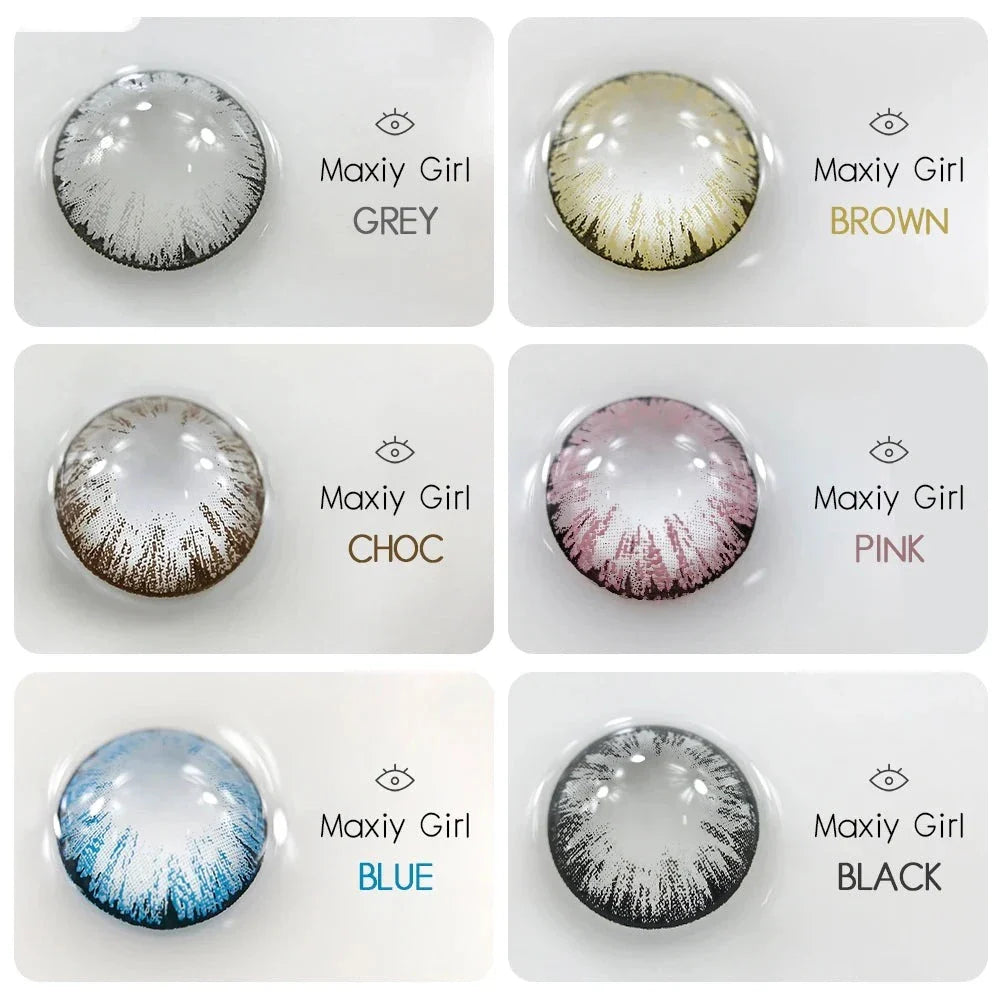 Aichashi 2pcs/pair Lenses Colored Contact Lenses for Eyes MAXIY GIRL Series 6 Tone Dia 14.5mm Comestic Color Contacts