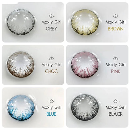 Aichashi 2pcs/pair Lenses Colored Contact Lenses for Eyes MAXIY GIRL Series 6 Tone Dia 14.5mm Comestic Color Contacts