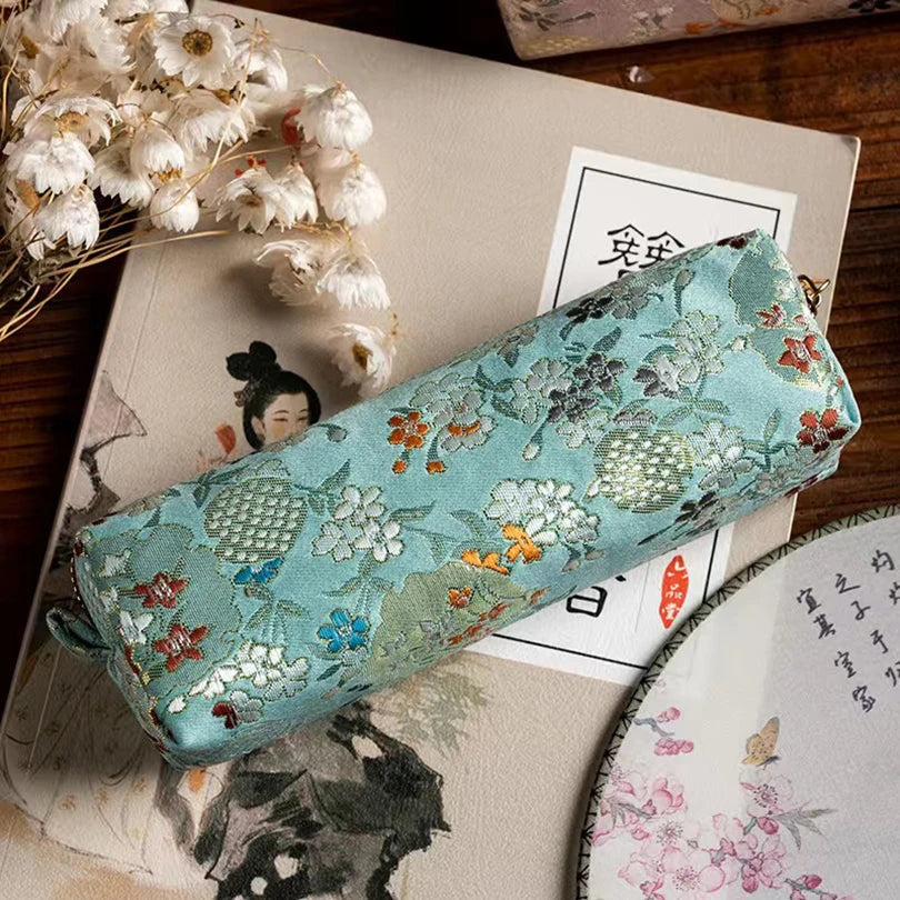 Aichashi BACK TO SCHOOL Kawaii Pencil Case Retro Pen Case School Supplies Trousse Scolaire Fabric Embroidery Pencil Bags Student Stationery Pencil Cases