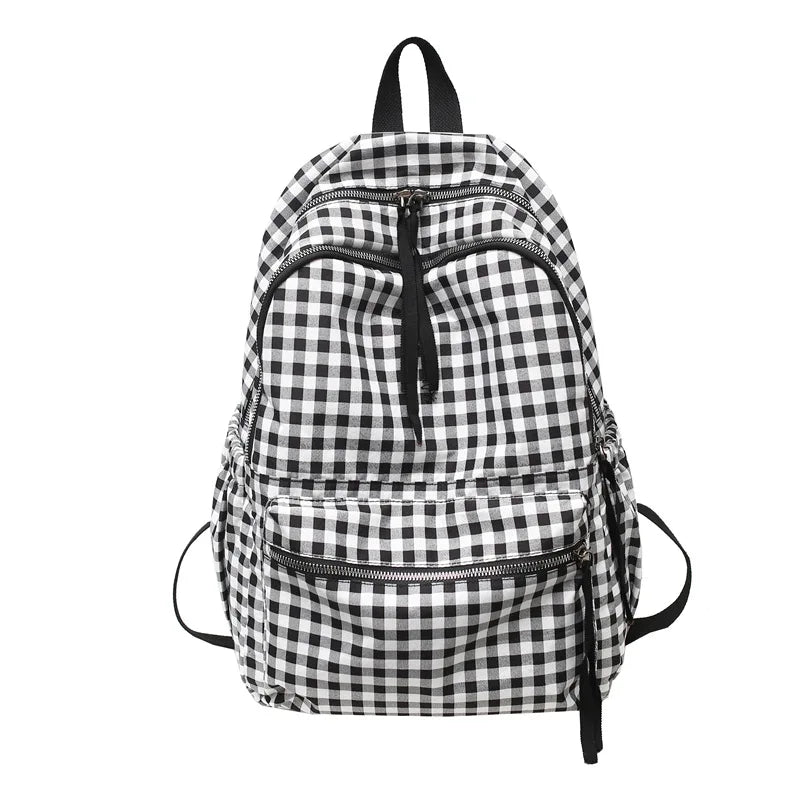 aichashi School Backpacks Plaid Pattern Women's Backpack Fashion College Students School Bags for Girls Teenager Casual Female Schoolbag