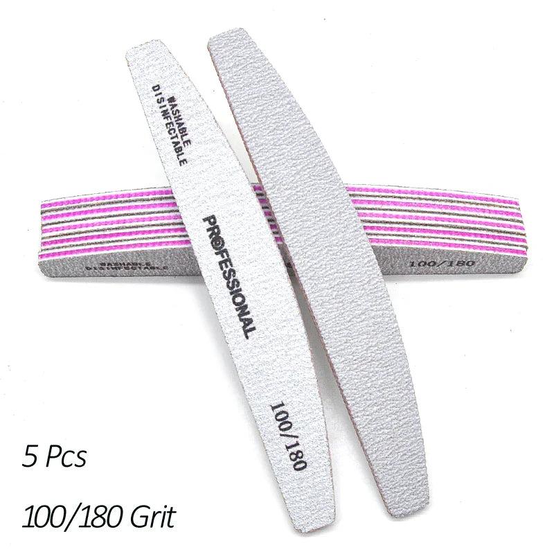 Aichashi 5/10 Pcs/Lot Professional Nail Files For Manicure 80 100 180 Grey Boat Nail Polish File Emery Board Strong Sandpaper Nails File