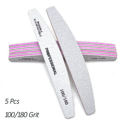 Aichashi 5/10 Pcs/Lot Professional Nail Files For Manicure 80 100 180 Grey Boat Nail Polish File Emery Board Strong Sandpaper Nails File