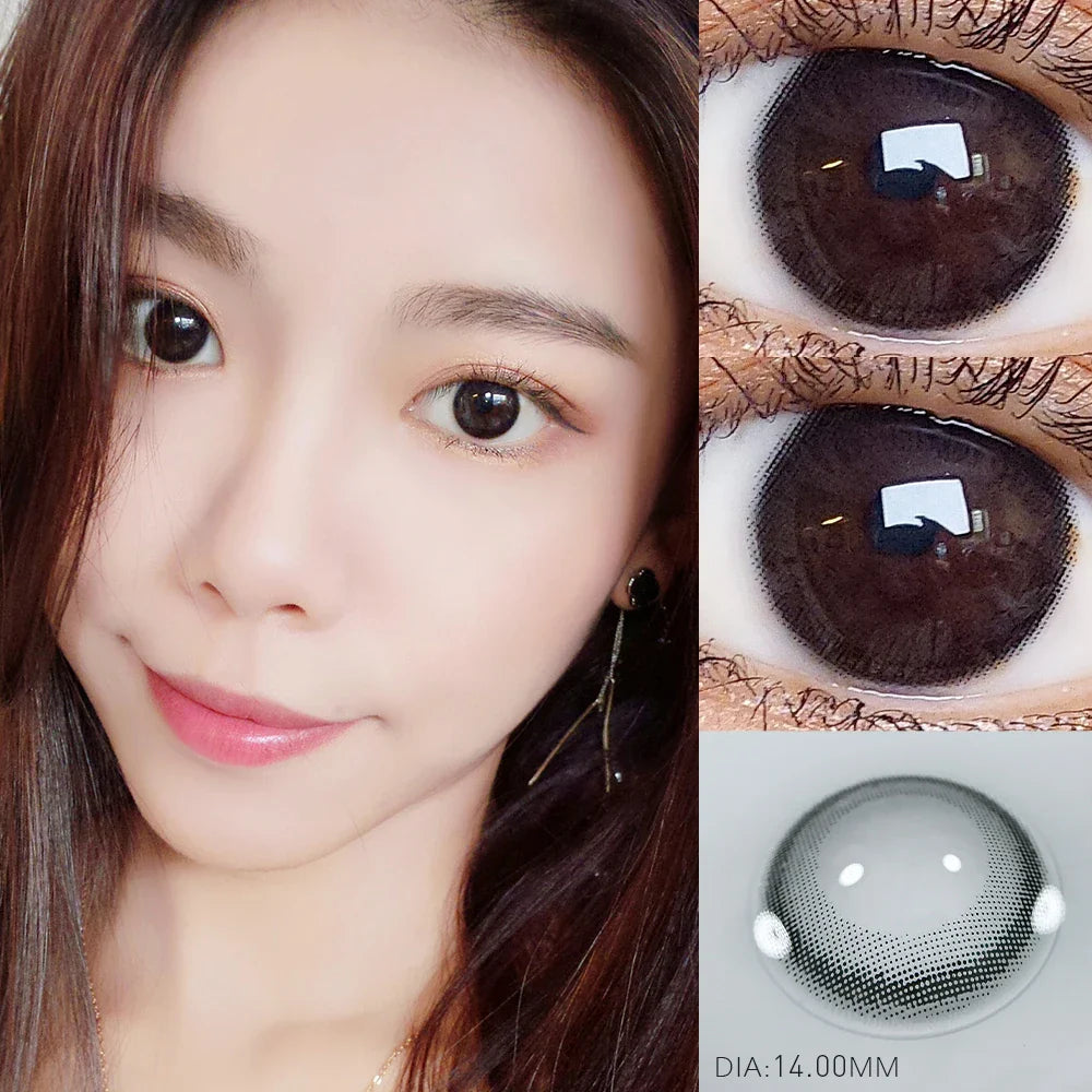 aichashi 1 Pair 2pcs 2 Tone Series Lenses Contact Lenses for Eyes Natural Pupil Yearly Use Eye Contacts Eye Color Lens (DIA:14mm)