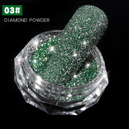 1Box Sparkling Diamond Nail Powder Laser Silver Reflective Nail Glitter Dust Fine Shiny Pigment Holographic Nail Art Decorations