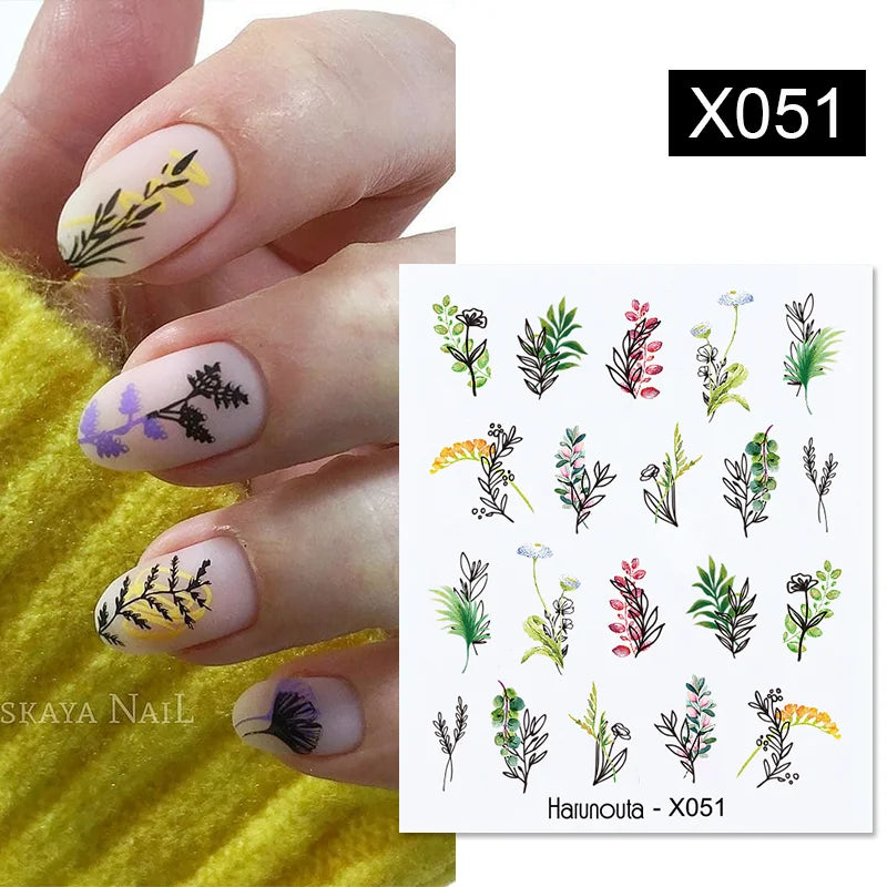 Aichashi 3D Laser Sakura Flower Nail Sticker Aurora Decals Glitter Star Butterfly Floral Adhesive Sliders Cherry Blooming Manicure