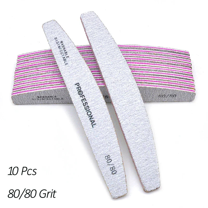 Aichashi 5/10 Pcs/Lot Professional Nail Files For Manicure 80 100 180 Grey Boat Nail Polish File Emery Board Strong Sandpaper Nails File