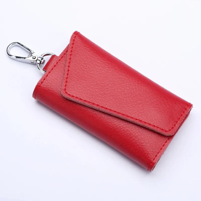 Aichashi Genuine Leather Keychain Men Women Key Holder Organizer Pouch Cow Split Car Key Wallet Housekeeper Key Case Mini Card Bag