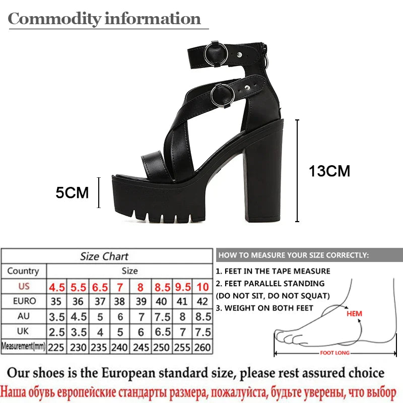 Aichashi Fashion Solid Platform Women Sandals Summer Shoes Open Toe Rome Style High Heels Fashion Buckle Gladiator Shoes Woman