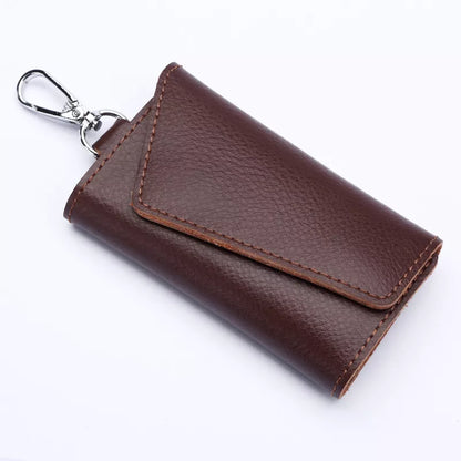 Aichashi Genuine Leather Keychain Men Women Key Holder Organizer Pouch Cow Split Car Key Wallet Housekeeper Key Case Mini Card Bag