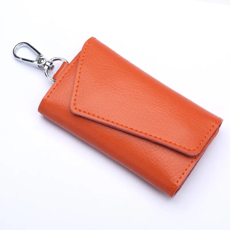 Aichashi Genuine Leather Keychain Men Women Key Holder Organizer Pouch Cow Split Car Key Wallet Housekeeper Key Case Mini Card Bag