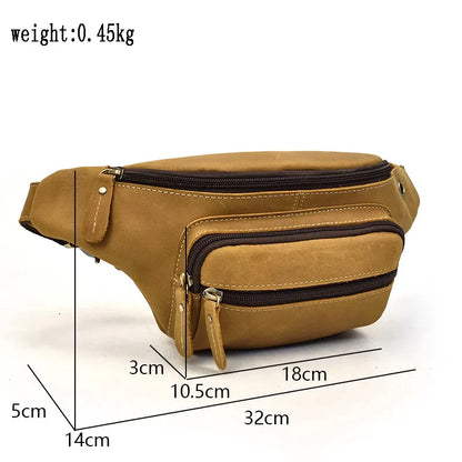 Aichashi Genuine Leather Men Multifunction Waist Pack Cowhide Funny Chest Bag Hiqh Quality Man Mini Shoulder Crossbody Bags Phone Pouch