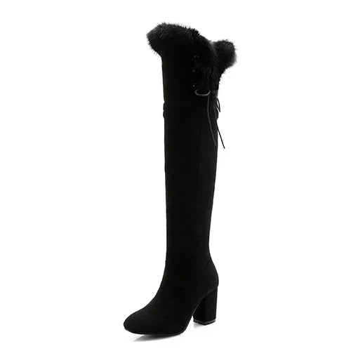 Aichashi Female Snow Boots Winter Warm Shoes Woman Suede Over the Knee High Booties Shoes High Quality New Arrival Plush