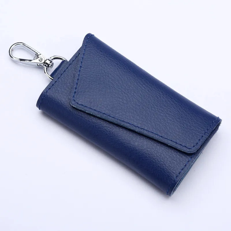 Aichashi Genuine Leather Keychain Men Women Key Holder Organizer Pouch Cow Split Car Key Wallet Housekeeper Key Case Mini Card Bag