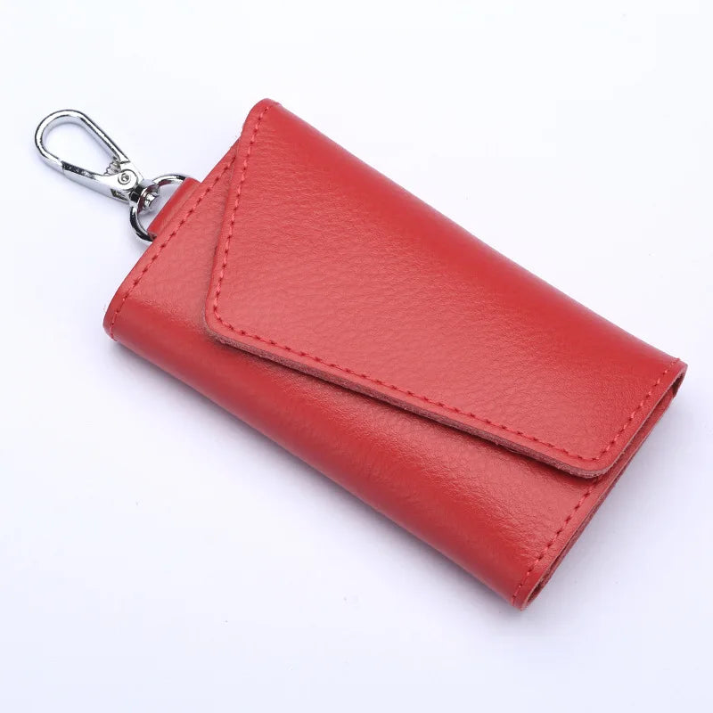 Aichashi Genuine Leather Keychain Men Women Key Holder Organizer Pouch Cow Split Car Key Wallet Housekeeper Key Case Mini Card Bag