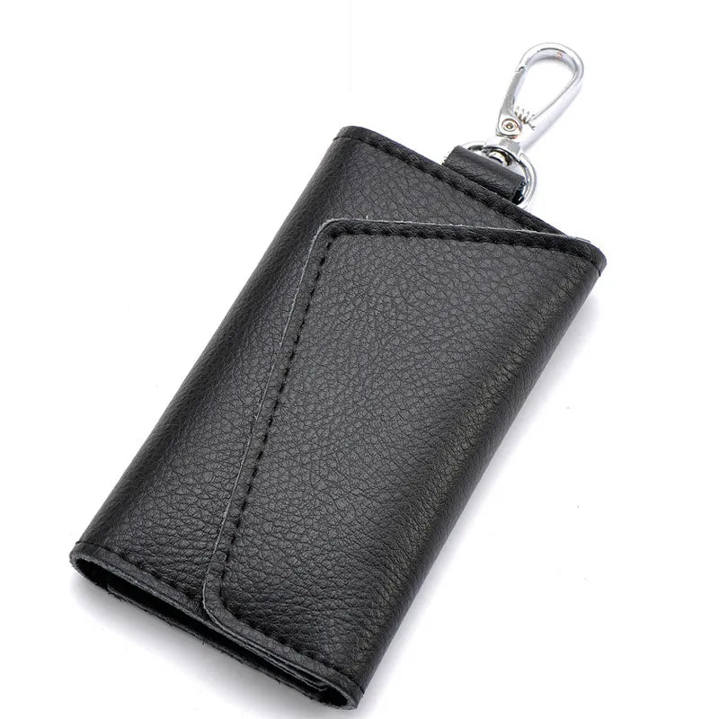 Aichashi Genuine Leather Keychain Men Women Key Holder Organizer Pouch Cow Split Car Key Wallet Housekeeper Key Case Mini Card Bag