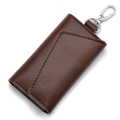 Aichashi Genuine Leather Keychain Men Women Key Holder Organizer Pouch Cow Split Car Key Wallet Housekeeper Key Case Mini Card Bag