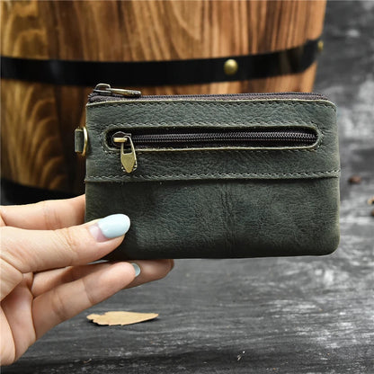 Aichashi Genuine Leather Zipper Coin Card Purse Real Leather Rfid Card Holder Clutch Wallets Slots For Men Women Mini Slim Purse