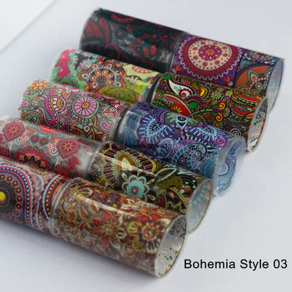 Aichashi 10Pcs 4*100cm Paisley Colorful Nail Foils Bohemia Nail Art Transfer Sticker Decal Mandala Slider Decals DIY Nail Tips Decoration