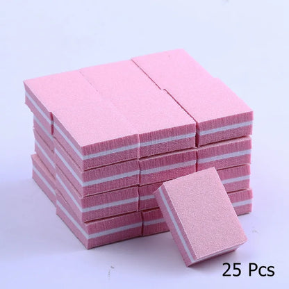 10/25/50pcs lot Double-sided Mini Nail File Blocks Colorful Sponge Nail Polish Sanding Buffer Strips Polishing Manicure Tools