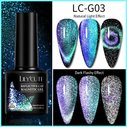 Aichashi 7ML Aurora Cat Magnetic Gel Nail Polish Nail Art Sparkle Glitter Gel Varnis Semi Permanent Soak Off  UV Gel Varnishes