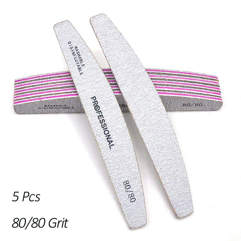 Aichashi 5/10 Pcs/Lot Professional Nail Files For Manicure 80 100 180 Grey Boat Nail Polish File Emery Board Strong Sandpaper Nails File