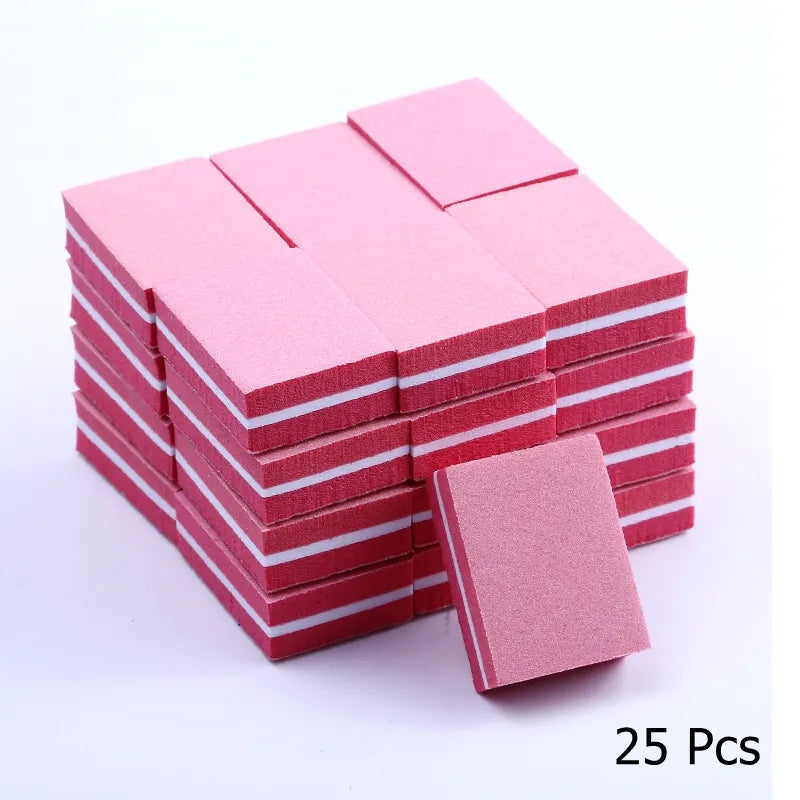 10/25/50pcs lot Double-sided Mini Nail File Blocks Colorful Sponge Nail Polish Sanding Buffer Strips Polishing Manicure Tools