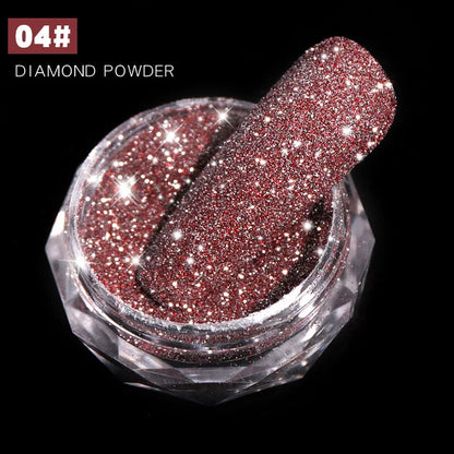 1Box Sparkling Diamond Nail Powder Laser Silver Reflective Nail Glitter Dust Fine Shiny Pigment Holographic Nail Art Decorations