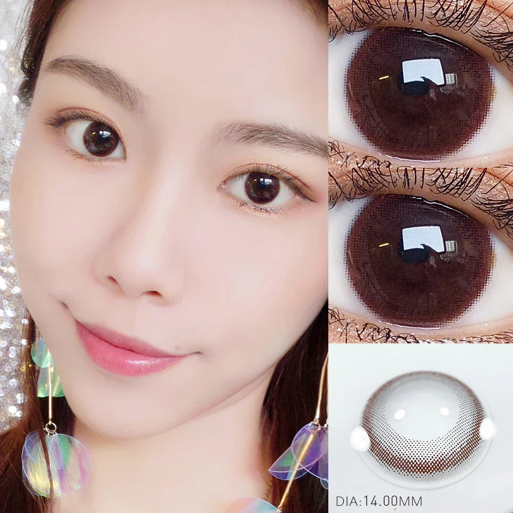 aichashi 1 Pair 2pcs 2 Tone Series Lenses Contact Lenses for Eyes Natural Pupil Yearly Use Eye Contacts Eye Color Lens (DIA:14mm)