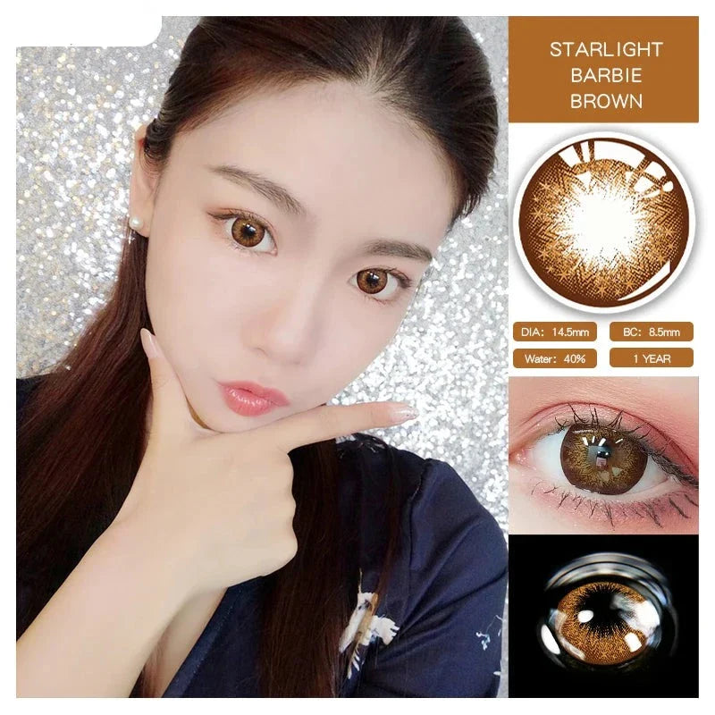 aichashi 1 Pair 2 Tone Series Contact Lenses Colored Lenses for Eyes Starlight Series Eye Color Lens Yearly Use (DIA:14.5mm)