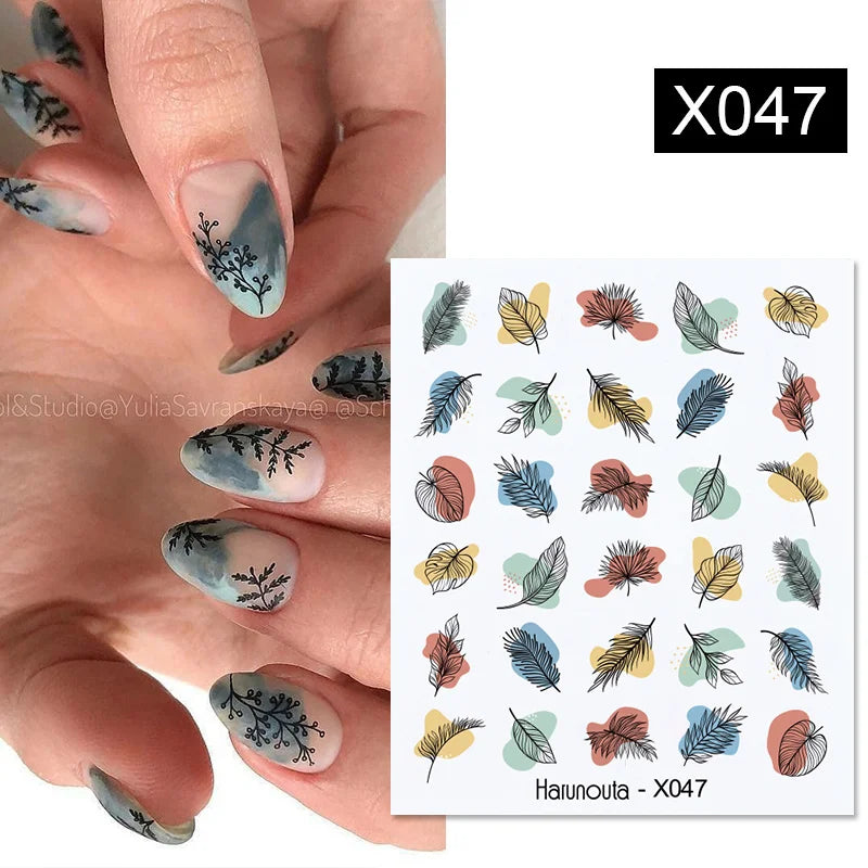 Aichashi 3D Laser Sakura Flower Nail Sticker Aurora Decals Glitter Star Butterfly Floral Adhesive Sliders Cherry Blooming Manicure