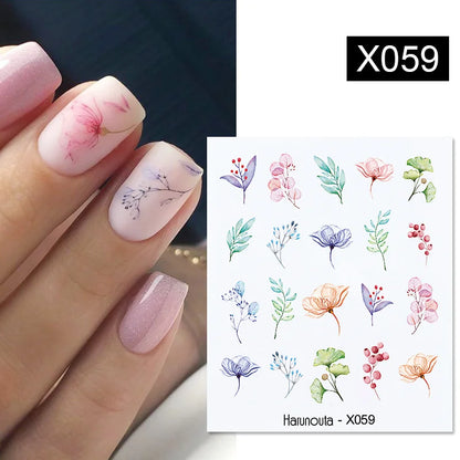 Aichashi 3D Laser Sakura Flower Nail Sticker Aurora Decals Glitter Star Butterfly Floral Adhesive Sliders Cherry Blooming Manicure