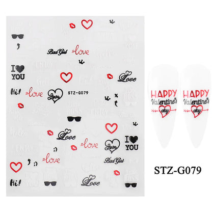 Aichashi Love Heart Nail Stickers Simple Heart Design Self-Adhesive Slider Letters Nail Art Decorations Stars Decals Manicure Accessories