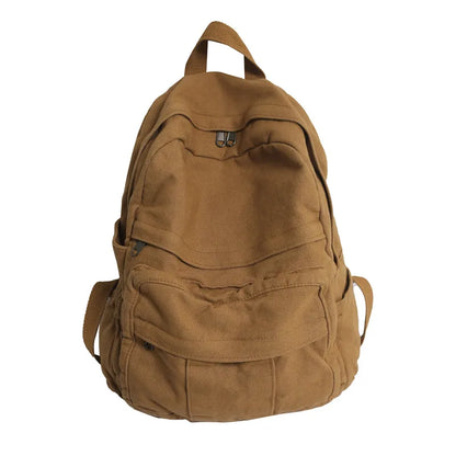 aichashi School Bag Student Shoulders Large Capacity Khaki Backpack Fashion Canvas Backpacks Female College Teen Computer Bag mochila