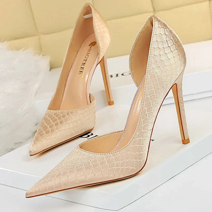 aichashi  -  Shoes New Snake Pattern Women Pumps Sexy High Heels Party Shoes Stiletto Heels Wedding Shoes Large Size Female Shoes