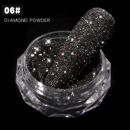 1Box Sparkling Diamond Nail Powder Laser Silver Reflective Nail Glitter Dust Fine Shiny Pigment Holographic Nail Art Decorations