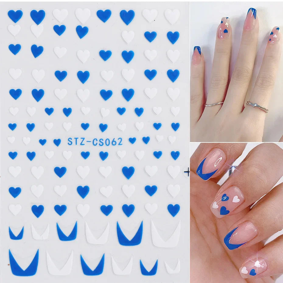 Aichashi Heart Nail Sticker 3D Comic Cartoon Colorful Heart Star Sliders Cute Nail Design Korean Style Translucent Gel Polish Wraps Decal