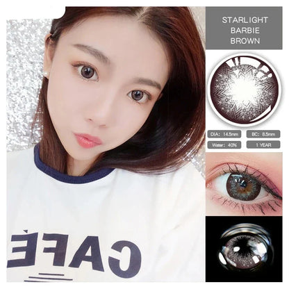 aichashi 1 Pair 2 Tone Series Contact Lenses Colored Lenses for Eyes Starlight Series Eye Color Lens Yearly Use (DIA:14.5mm)