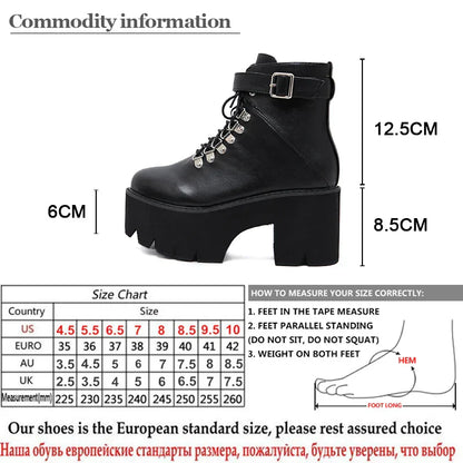 Aichashi New Arrival Womens Autumn Shoes Chunky Block High Heel Platform Lace up Ankle Boots For Women Comfortable Promotion Sale