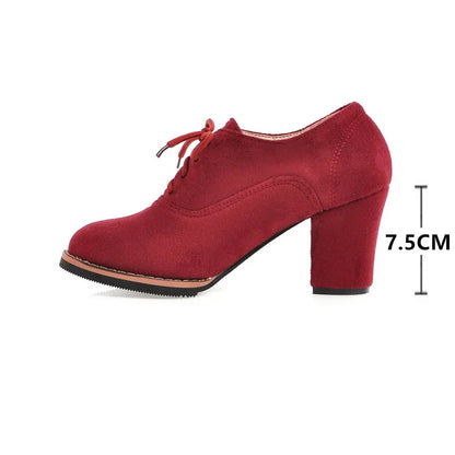 aichashi  -  High Quality New Suede Square Heel Women Pumps Fashion Elegant Ladies Autumn High Heels Office Shoes Work Shoes Plus Size 32-43