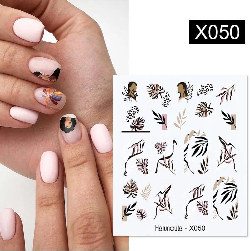 Aichashi 3D Laser Sakura Flower Nail Sticker Aurora Decals Glitter Star Butterfly Floral Adhesive Sliders Cherry Blooming Manicure