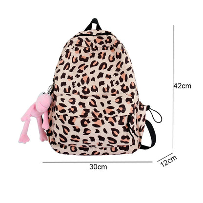 Aichashi Large Capacity Waterproof Fashion Nylon Women Backpack Female Leopard Print Travel Computer Bag College Girls School Bag