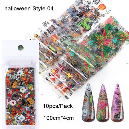 Aichashi 10Pcs 4*100cm Paisley Colorful Nail Foils Bohemia Nail Art Transfer Sticker Decal Mandala Slider Decals DIY Nail Tips Decoration